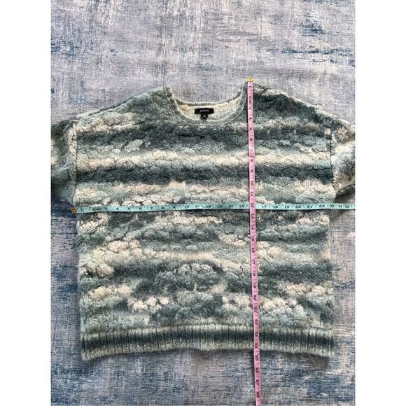 NWT! Alfani Teal Romance Antique White Textured Acrylic Wool Blend Sweater XL - Picture 5 of 8